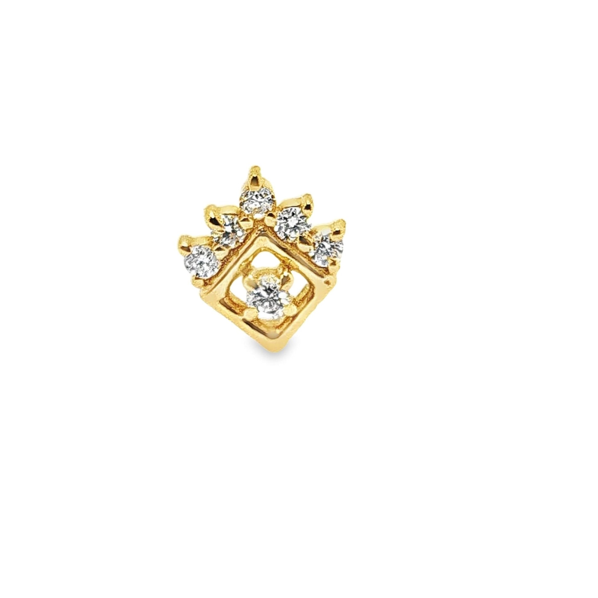 14kt Single Piece Diamond Stud Earrings in White/Yellow Gold - Pristine J LLC