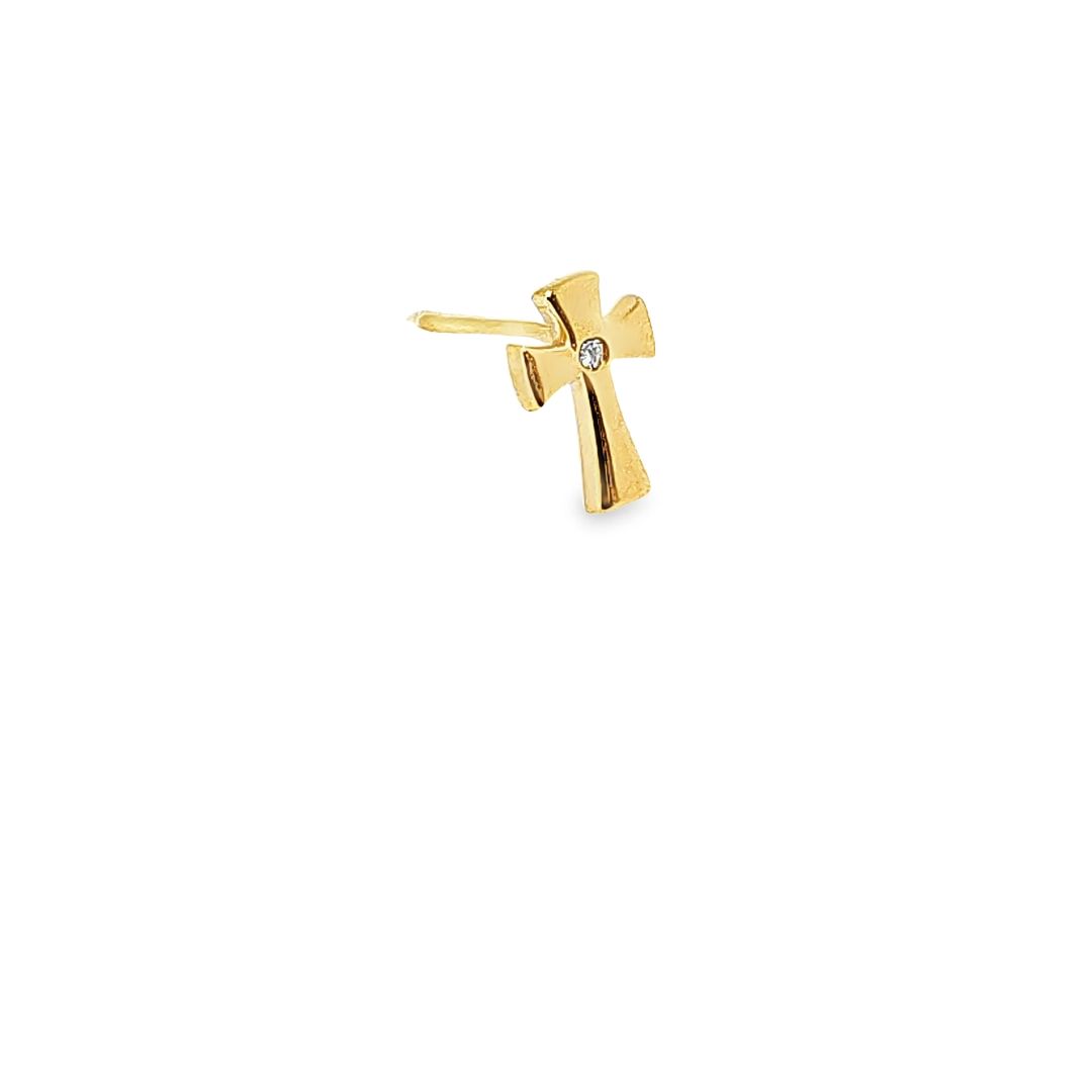 14kt Single Piece Diamond Stud Earrings in White/Yellow Gold - Pristine J LLC