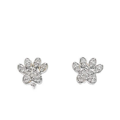 14kt White Gold Petite Dog Paw Earrings