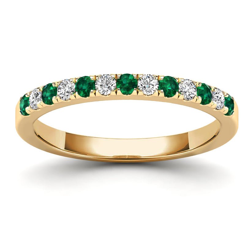 14kt Yellow Gold 0.36ct Diamond and Emerald Stackable Band - Pristine J LLC