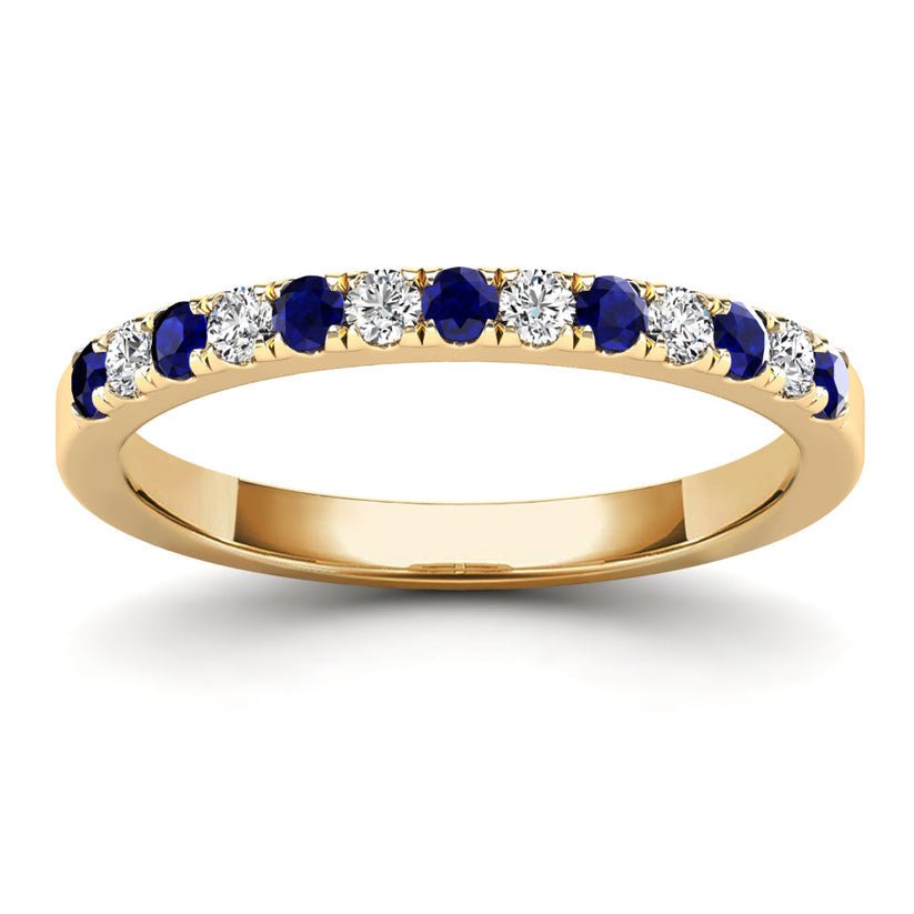 14kt Yellow Gold 0.37ctq Diamond and Sapphire Stackable Band - Pristine J LLC