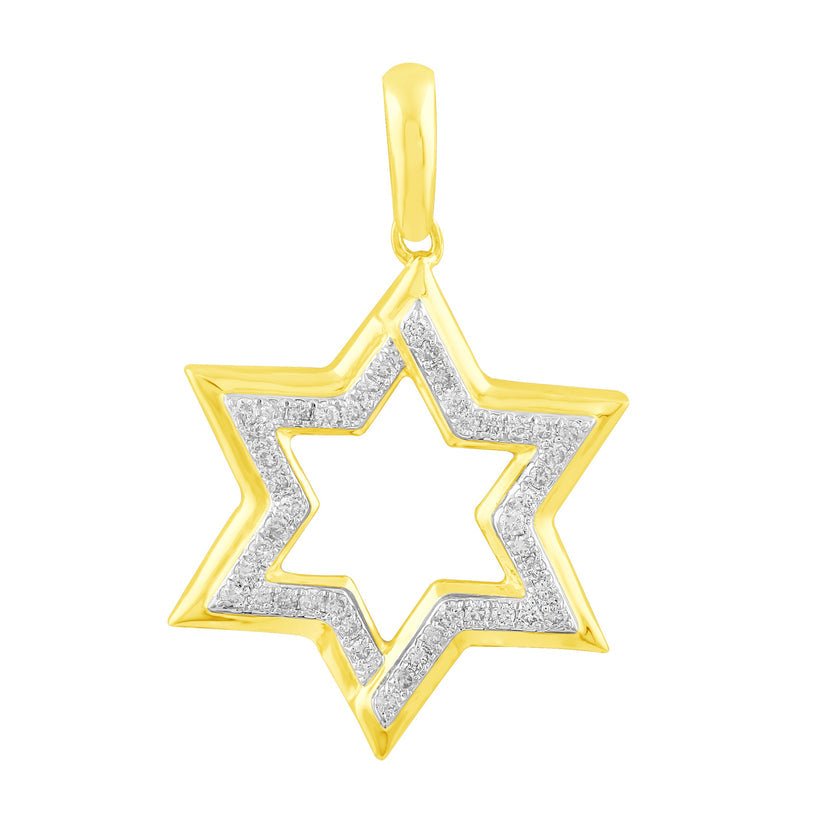 14kt Yellow Gold Diamond Star Pendant - Pristine J LLC