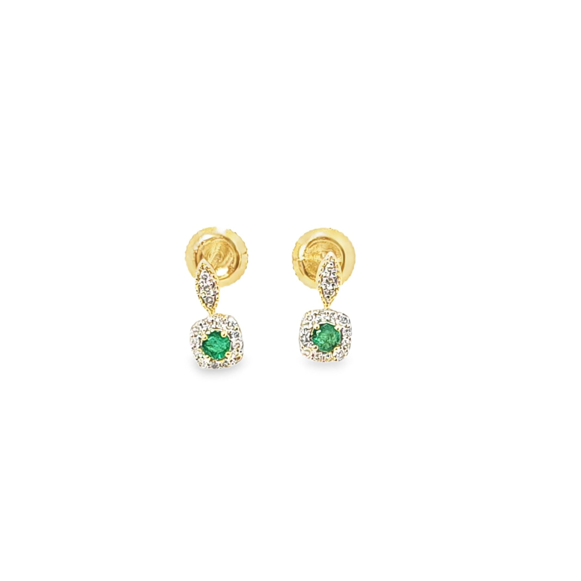 14kt Yellow Gold Halo Green Emerald/ Blue Sapphire or Ruby Gemstone Stud Halo Earrings - Pristine J LLC