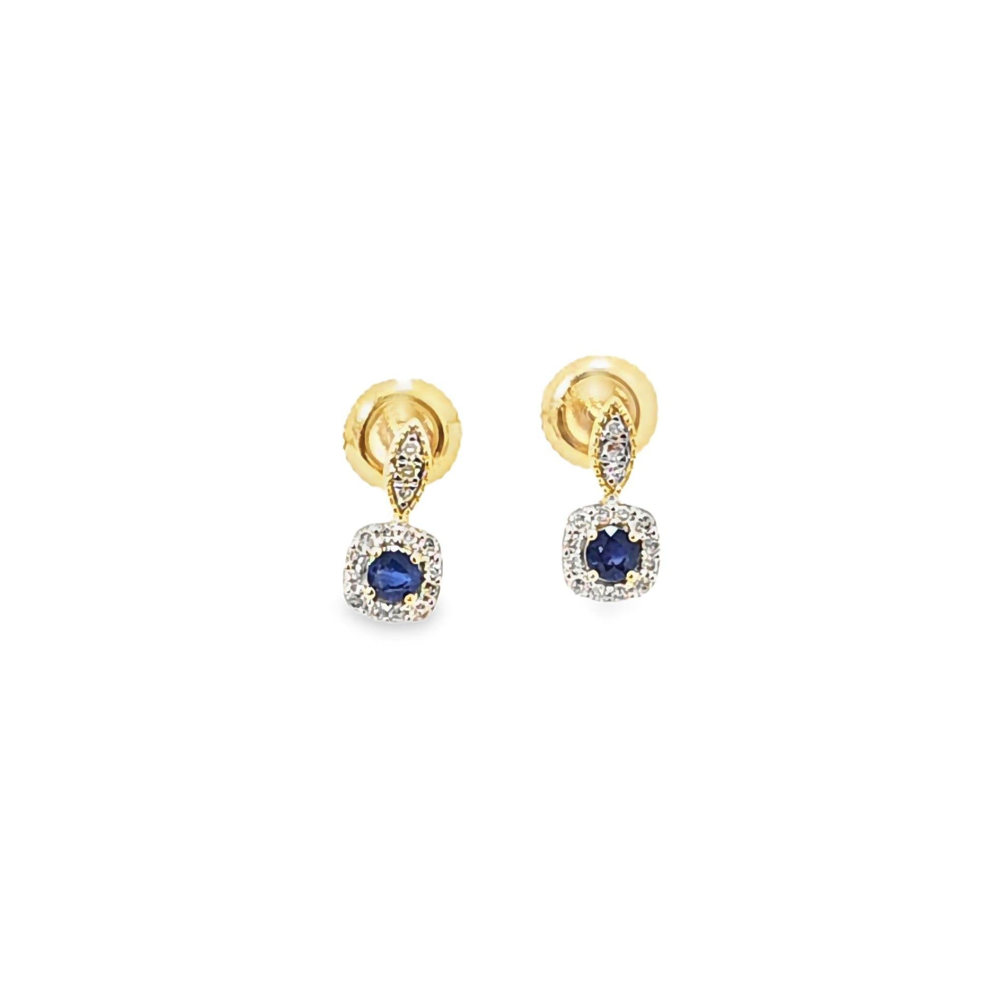 14kt Yellow Gold Halo Green Emerald/ Blue Sapphire or Ruby Gemstone Stud Halo Earrings - Pristine J LLC