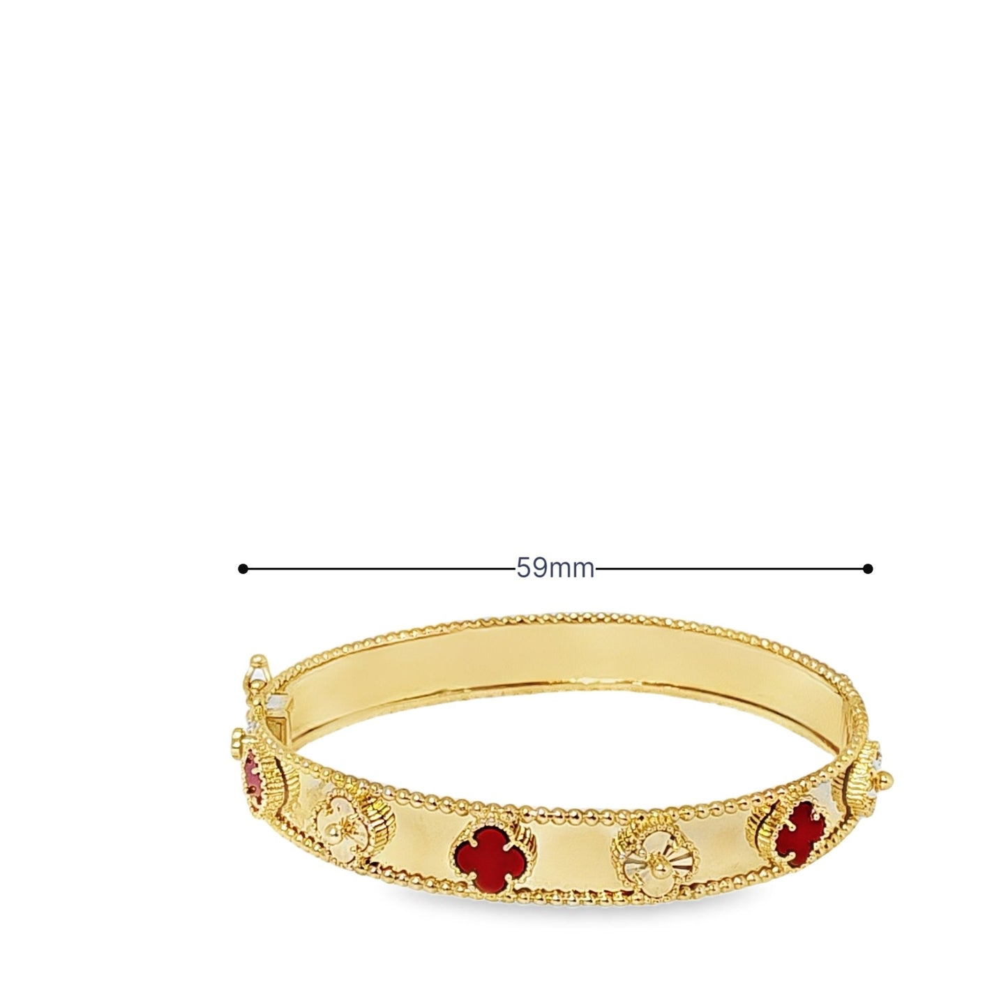 14kt Yellow Gold Red Synthetic Stone Flower Bracelet - Pristine J LLC