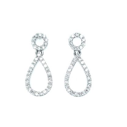 Teardrop Diamond Dangle Earrings in 14K White Gold (0.35ctw)