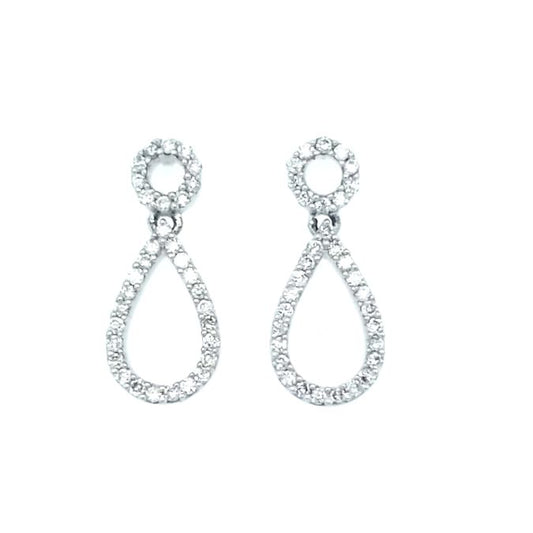 Teardrop Diamond Dangle Earrings in 14K White Gold (0.35ctw)