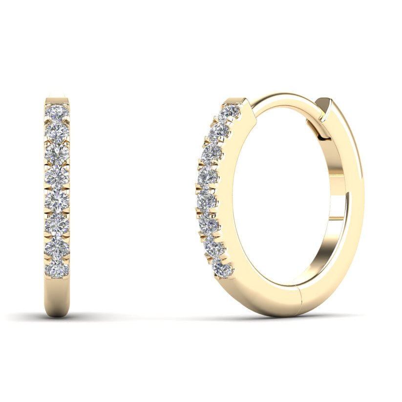 15mm Diamond Hoop Earrings - 14K Yellow Gold 0.20ct - Pristine J LLC