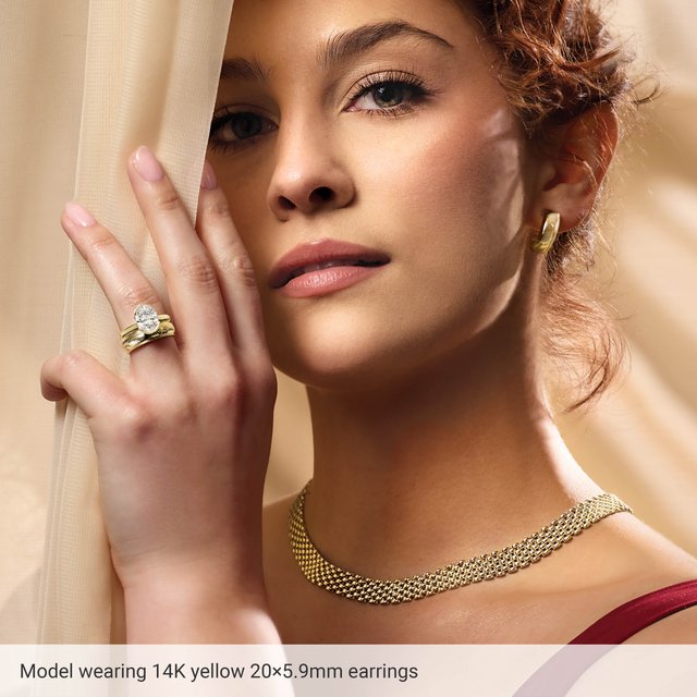 14K Yellow Gold Electroform Puffed Hoop Earrings – Pre-Order Only