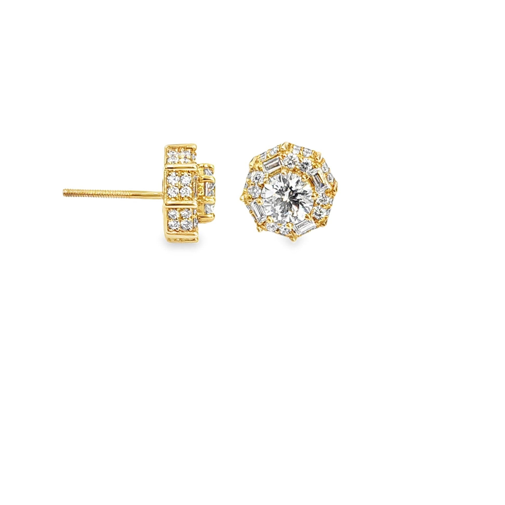 1.87ctw Multi Shape Diamond Stud Earrings in 10kt Yellow Gold - Pristine J LLC