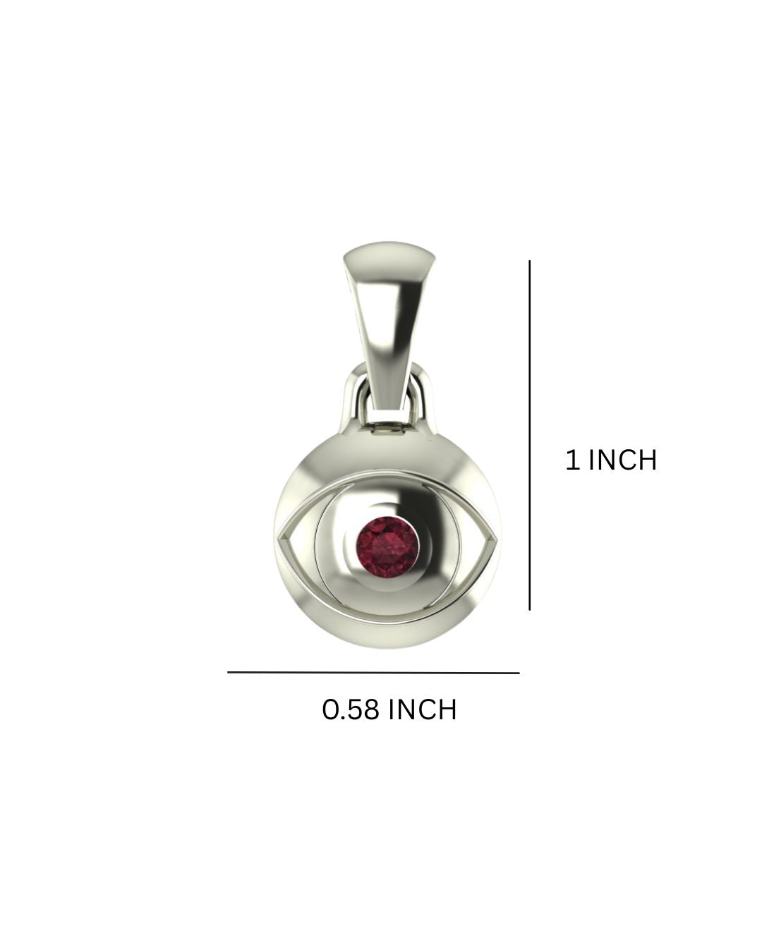 JANUARY GARNET Sterling Silver Evil Eye Unisex Birthstone Pendant Only