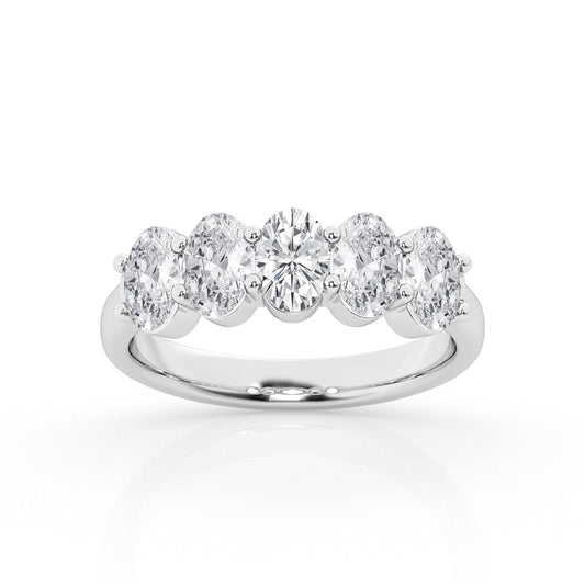 2 ctw Oval Lab Grown Diamond Five - Stone Anniversary Band - Pristine J LLC