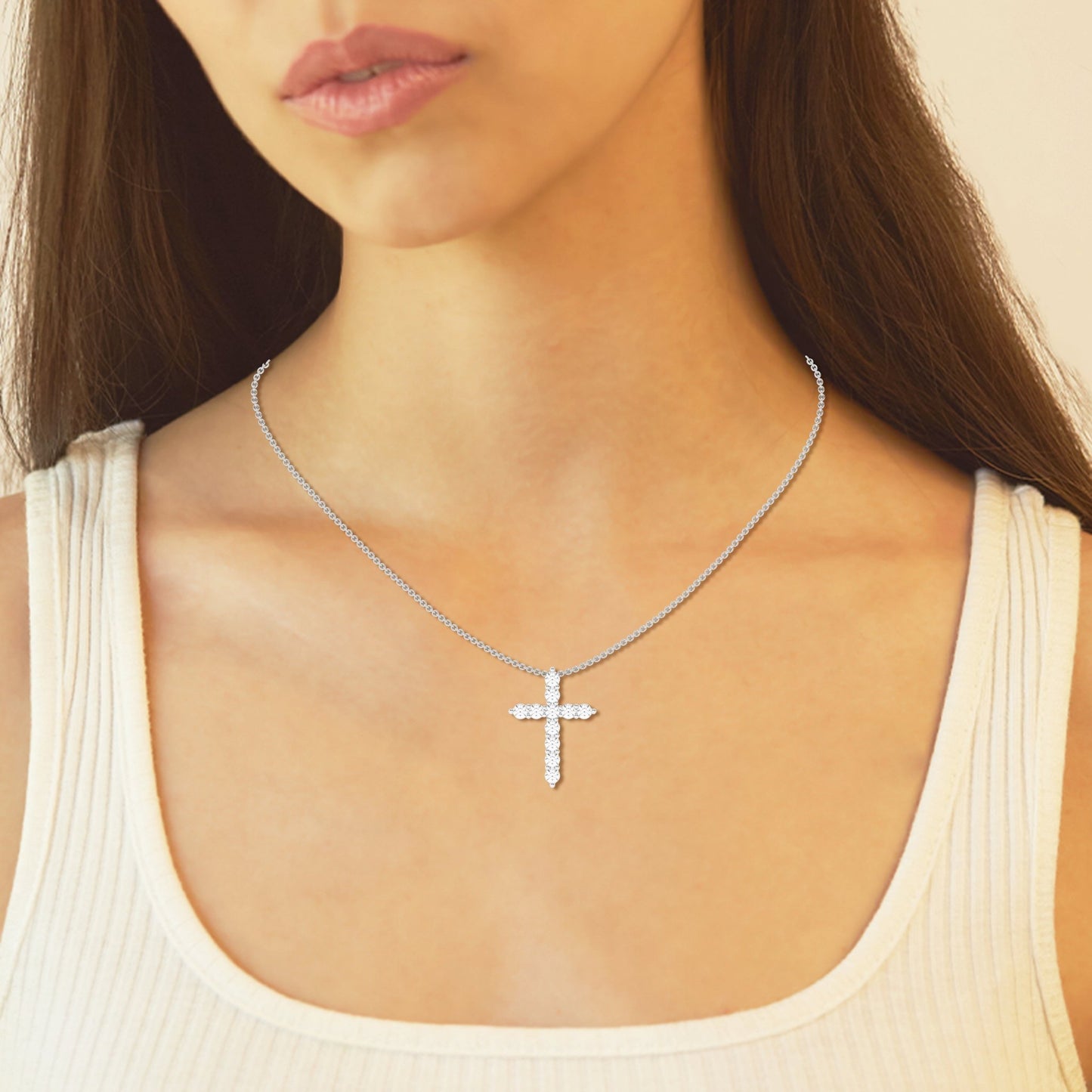 2.00 ctw Beautiful Cross Necklace Pendant - Pristine J LLC