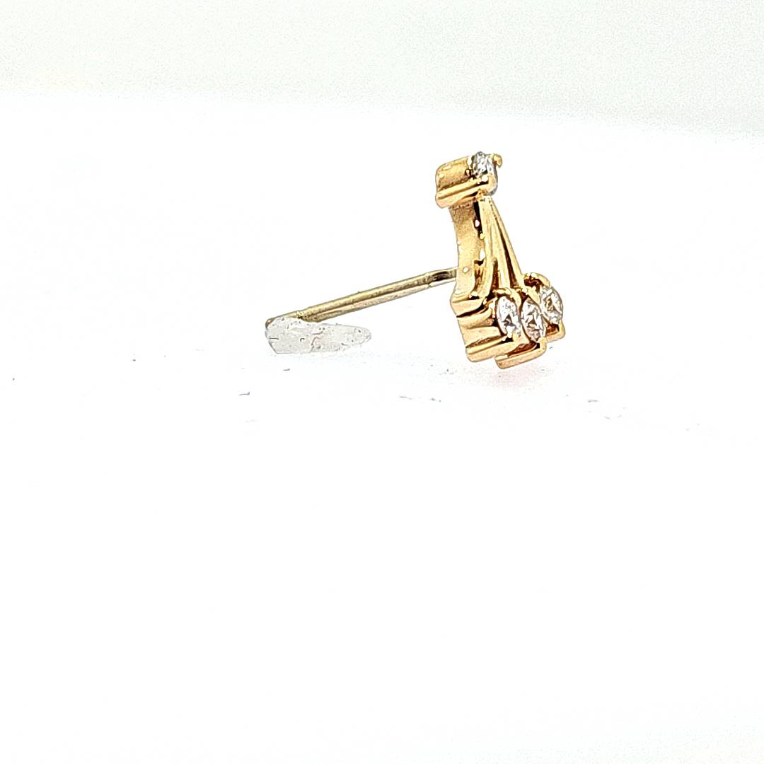 14kt Single Piece Diamond Stud Earrings in White/Yellow Gold