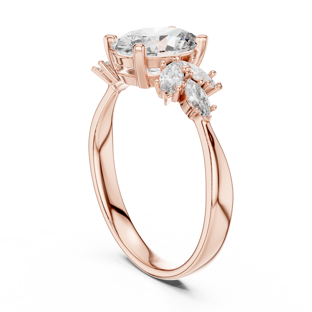 14K Gold 1.00 CTW IGI Certified Oval Lab-Grown Diamond Engagement Ring with Marquise Accents