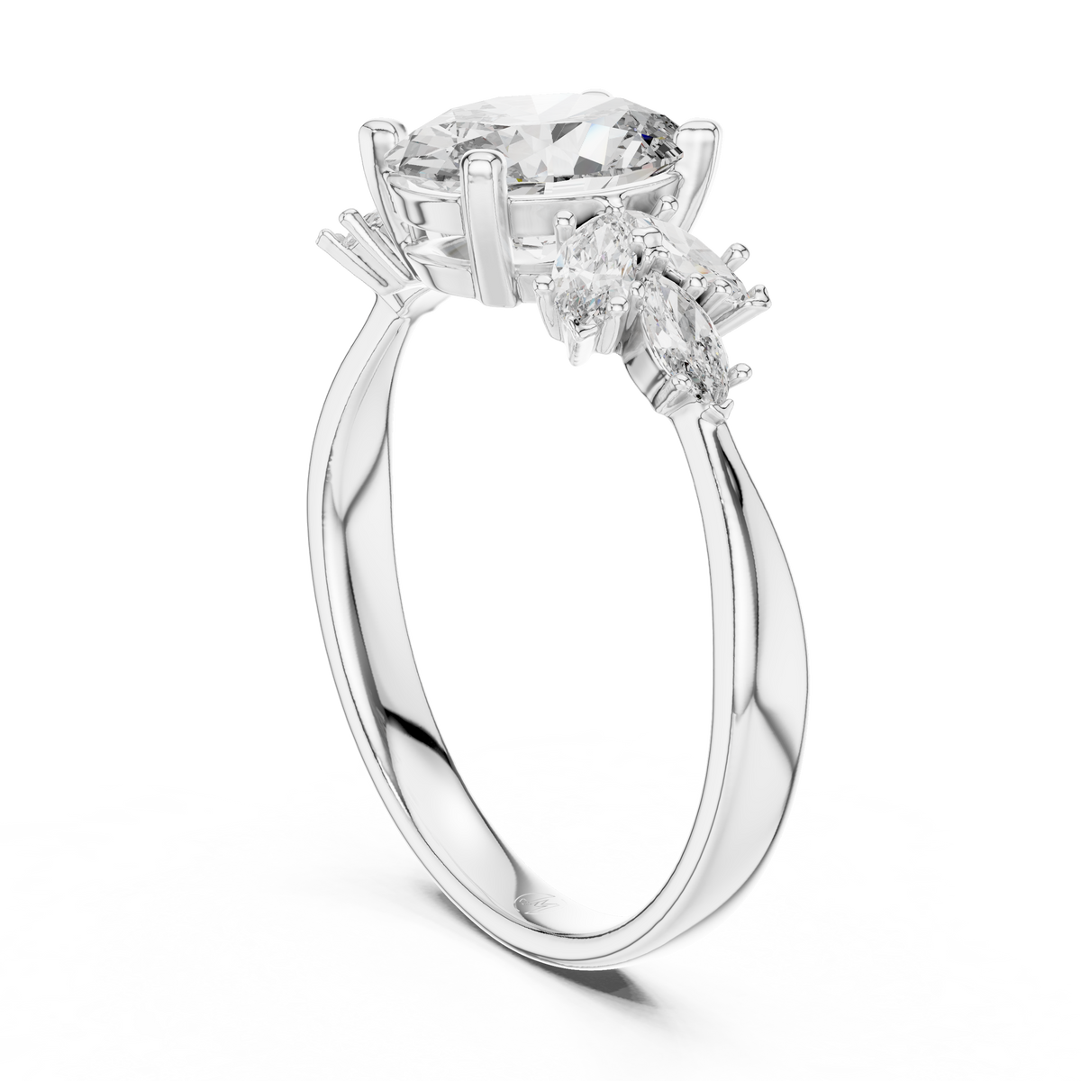 14K Gold 1.00 CTW IGI Certified Oval Lab-Grown Diamond Engagement Ring with Marquise Accents