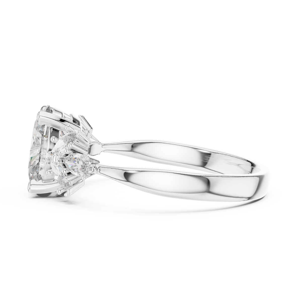 14K Gold 1.00 CTW IGI Certified Oval Lab-Grown Diamond Engagement Ring with Marquise Accents