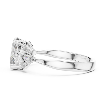 14K Gold 1.00 CTW IGI Certified Oval Lab-Grown Diamond Engagement Ring with Marquise Accents