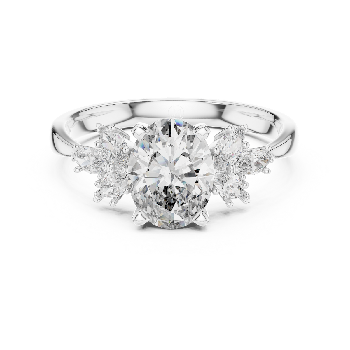 14K Gold 1.00 CTW IGI Certified Oval Lab-Grown Diamond Engagement Ring with Marquise Accents