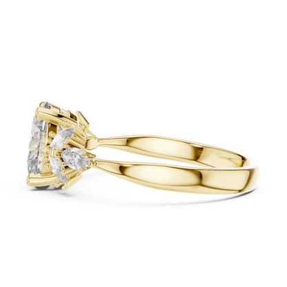 14K Gold 1.00 CTW IGI Certified Oval Lab-Grown Diamond Engagement Ring with Marquise Accents