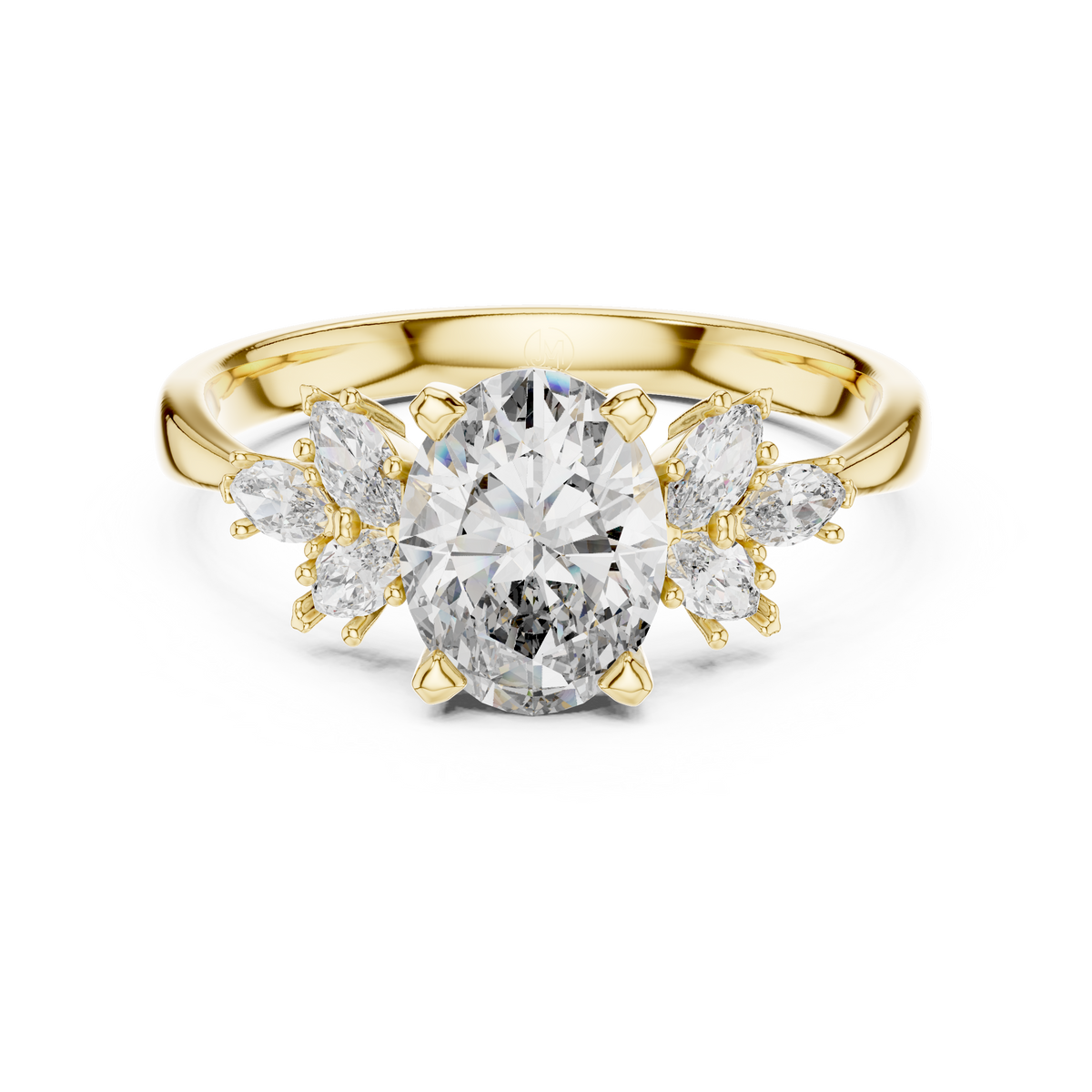 14K Gold 1.00 CTW IGI Certified Oval Lab-Grown Diamond Engagement Ring with Marquise Accents