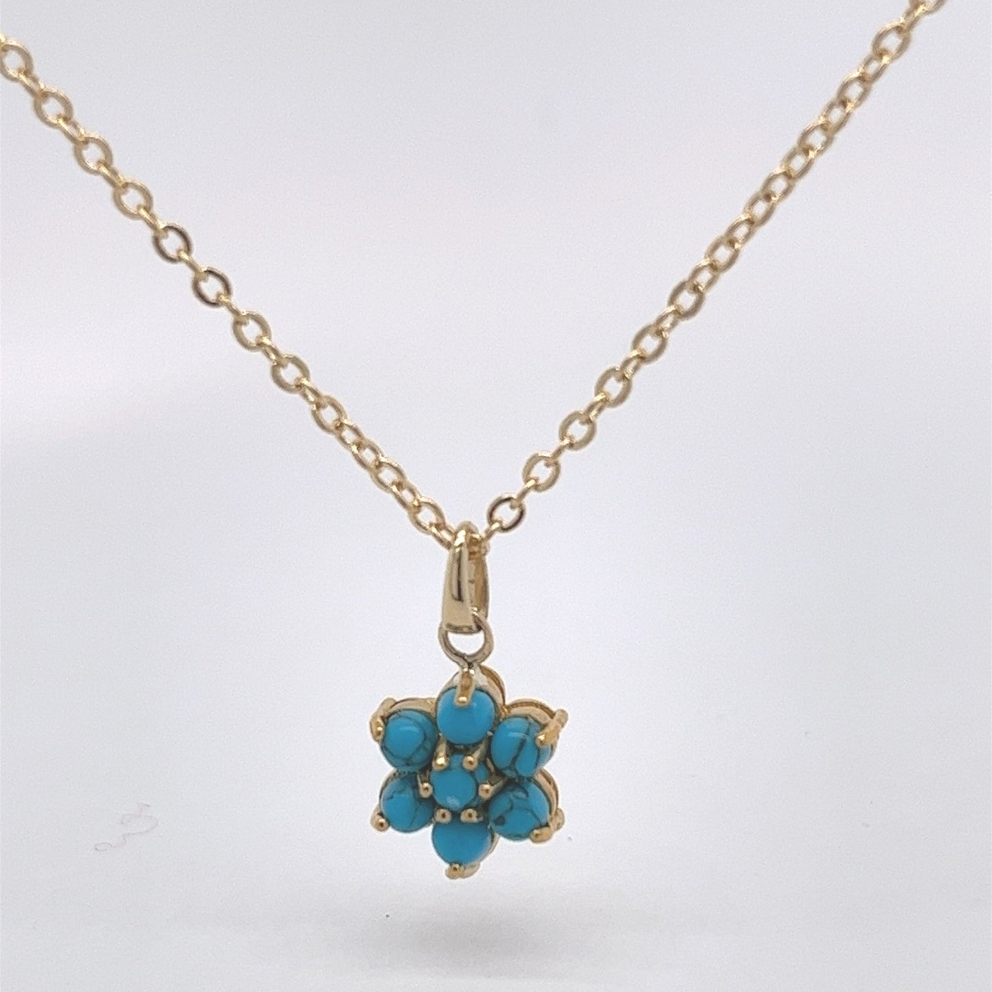 22kt / 18kt Yellow Gold Turquoise Flower Pendant - Pristine J LLC