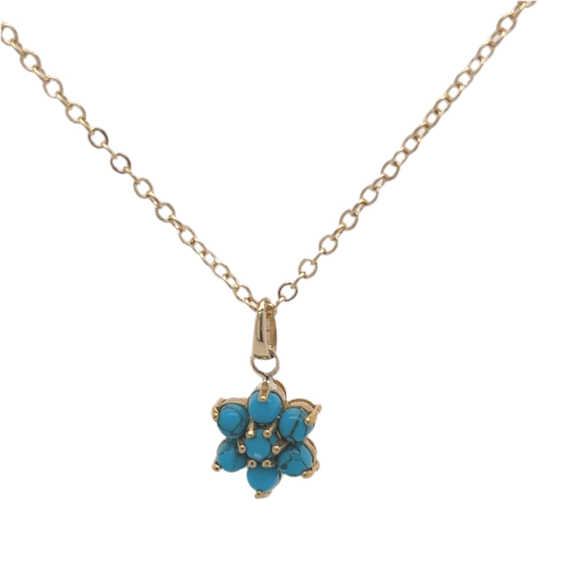 22kt / 18kt Yellow Gold Turquoise Flower Pendant - Pristine J LLC