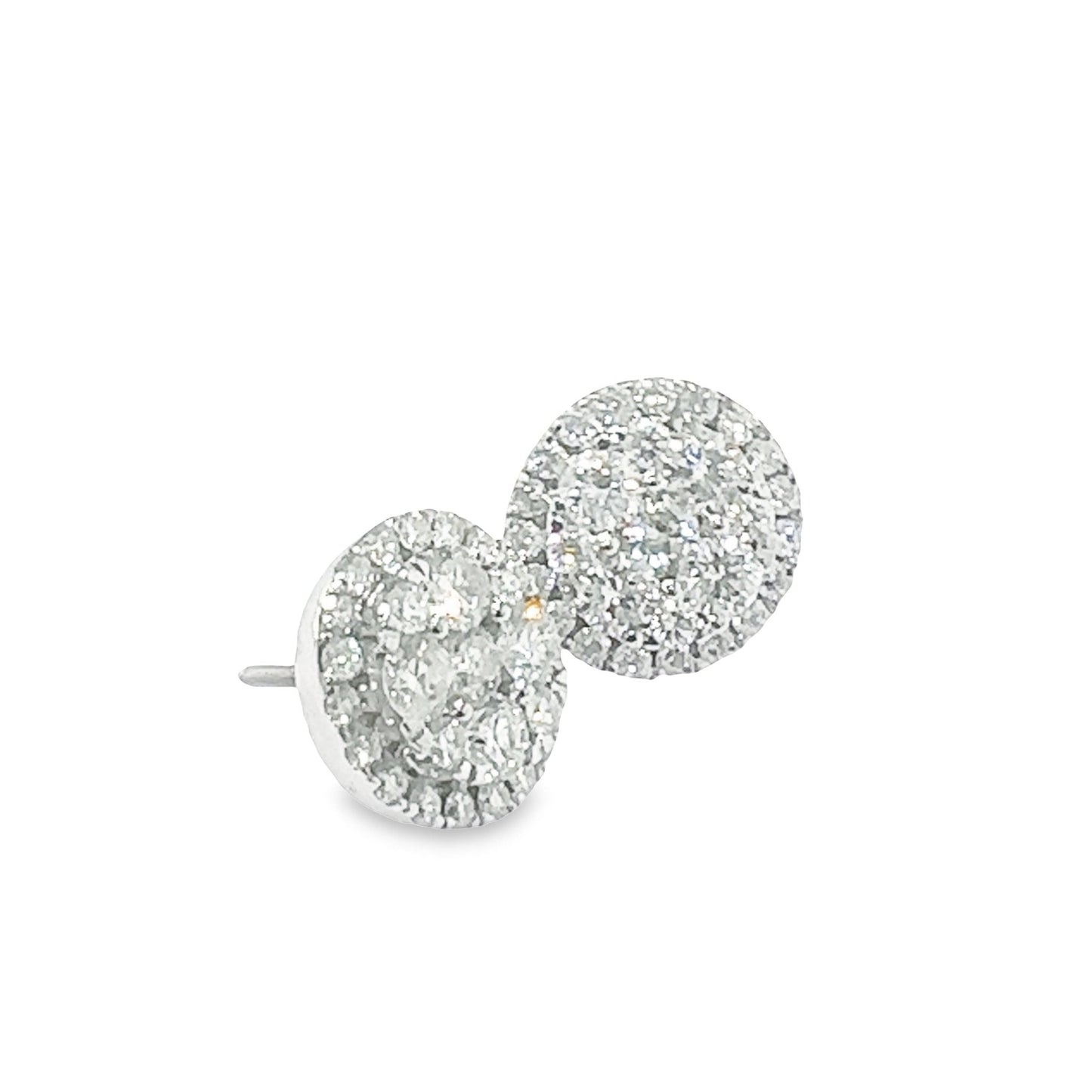 3.00ctw IGL CERTIFIED Genuine Diamonds Cluster Earrings in 14kt White Gold - Pristine J LLC