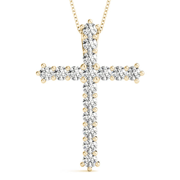 0.65ctw Lab Grown Diamond Cross Necklace in 14kt Yellow Gold
