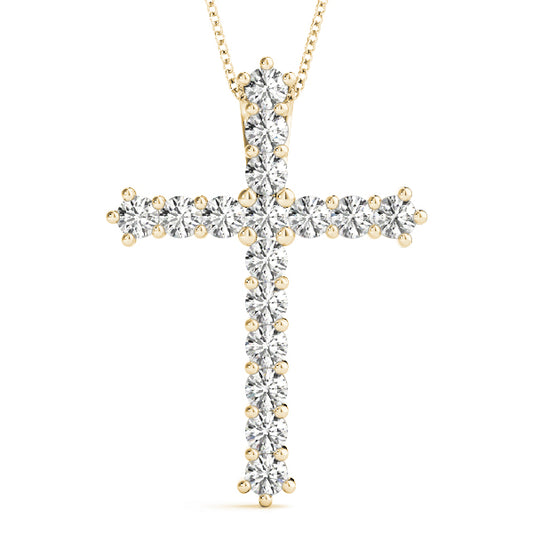 0.65ctw Lab Grown Diamond Cross Necklace in 14kt Yellow Gold