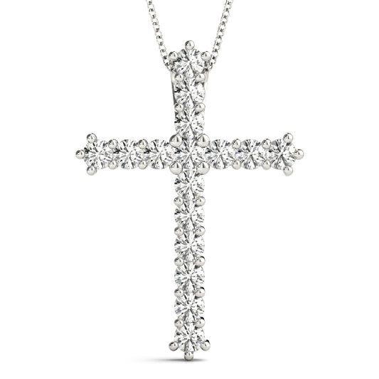 0.65ctw Lab Grown Diamond Cross Necklace in 14kt White Gold