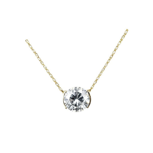 1.00ctw Half Bezel Pendant Necklace with Round Cut Lab-Grown Diamond