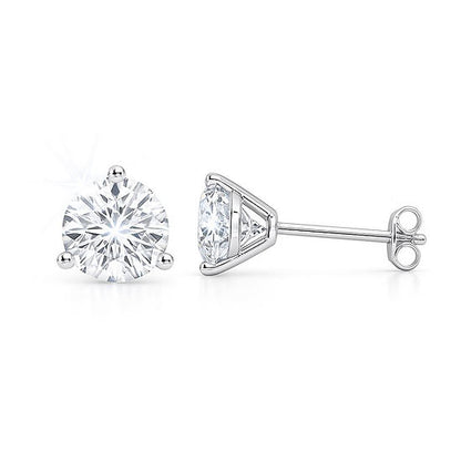 4.00ctw Three Prong Diamond Martini Studs Push Backs
