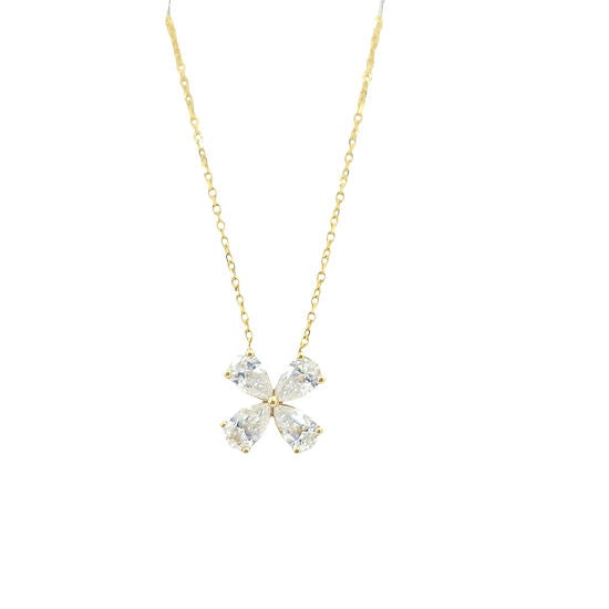 0.92ctw Clover Shape 4 Pear Shape Lab Grown Diamond Necklace