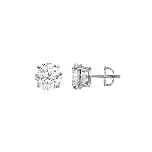 4.00ctw Four Prong Round Diamond Studs-Screw Backs