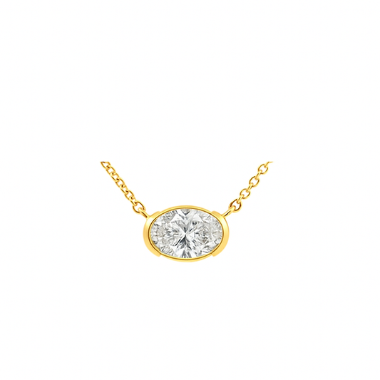 1.00ctw Half Bezel Pendant Necklace with Oval Cut Lab-Grown Diamond