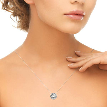 1.36CTW Round Diamond Halo Necklace Pendant  in 14KT White Gold
