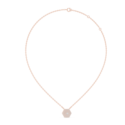 14KT Gold Hexagon Carpet Lab Grown Diamond Pendant – 0.60 CTW