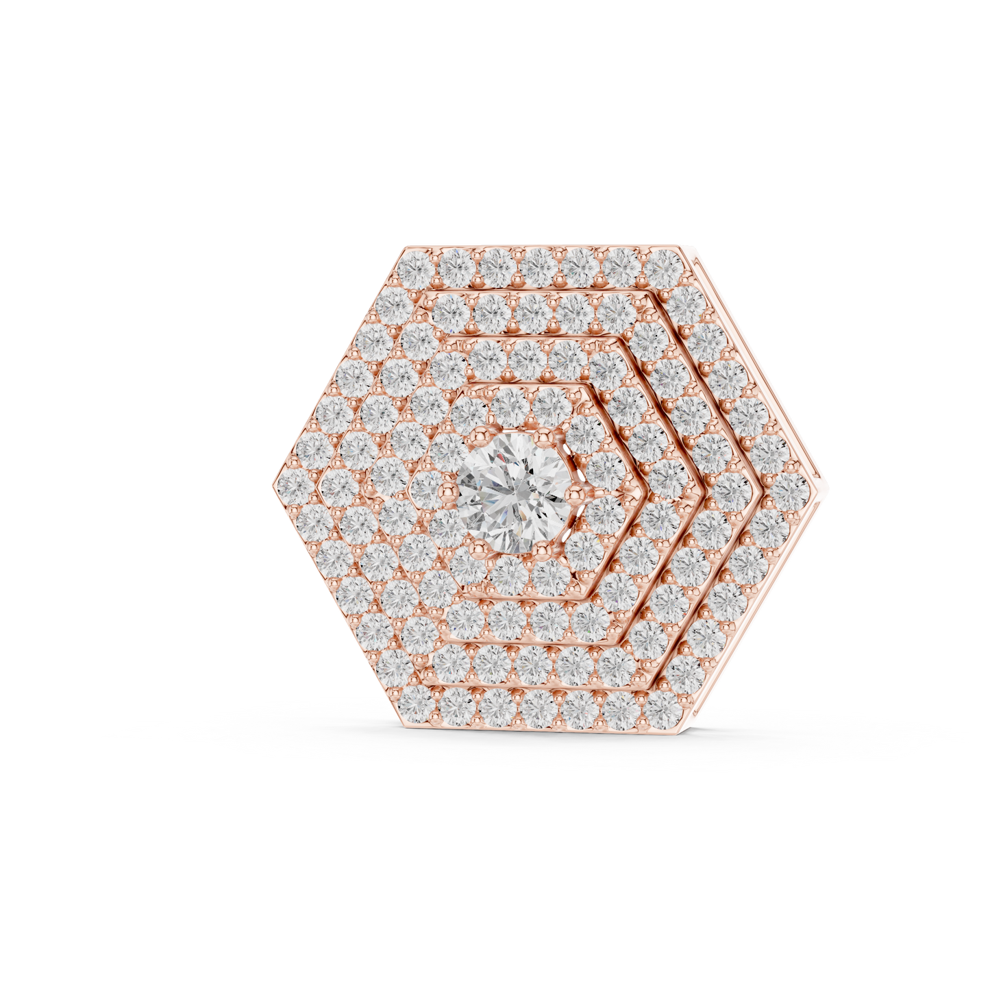 14KT Gold Hexagon Carpet Lab Grown Diamond Pendant – 0.60 CTW