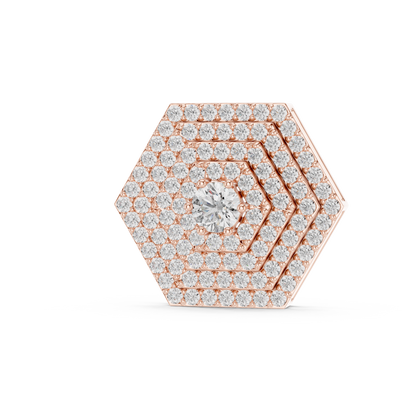 14KT Gold Hexagon Carpet Lab Grown Diamond Pendant – 0.60 CTW
