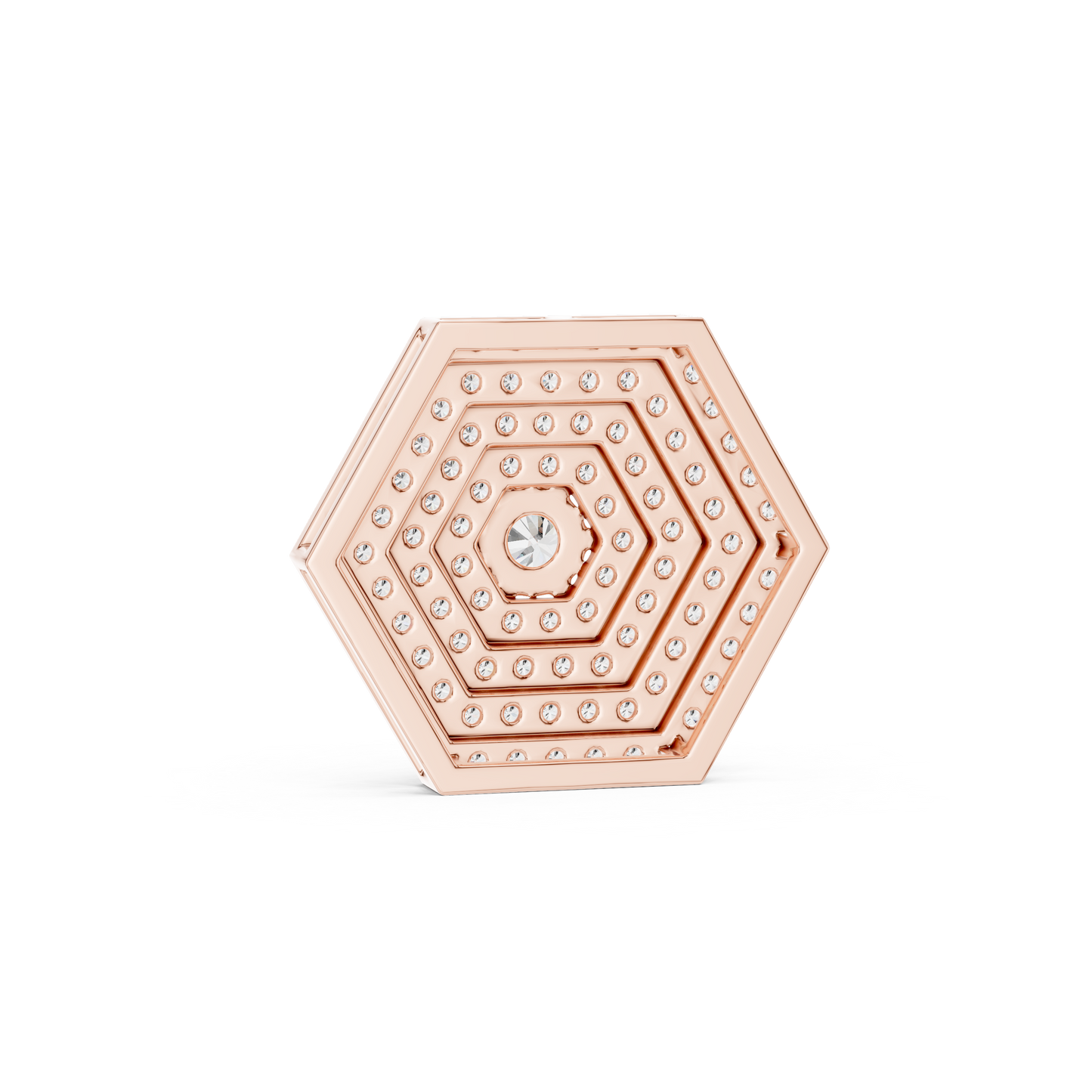 14KT Gold Hexagon Carpet Lab Grown Diamond Pendant – 0.60 CTW