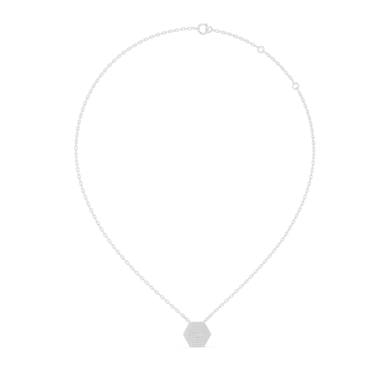 14KT Gold Hexagon Carpet Lab Grown Diamond Pendant – 0.60 CTW