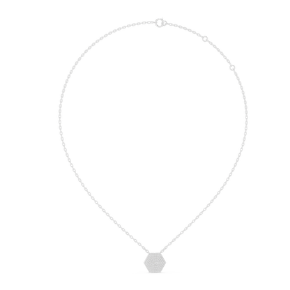 14KT Gold Hexagon Carpet Lab Grown Diamond Pendant – 0.60 CTW