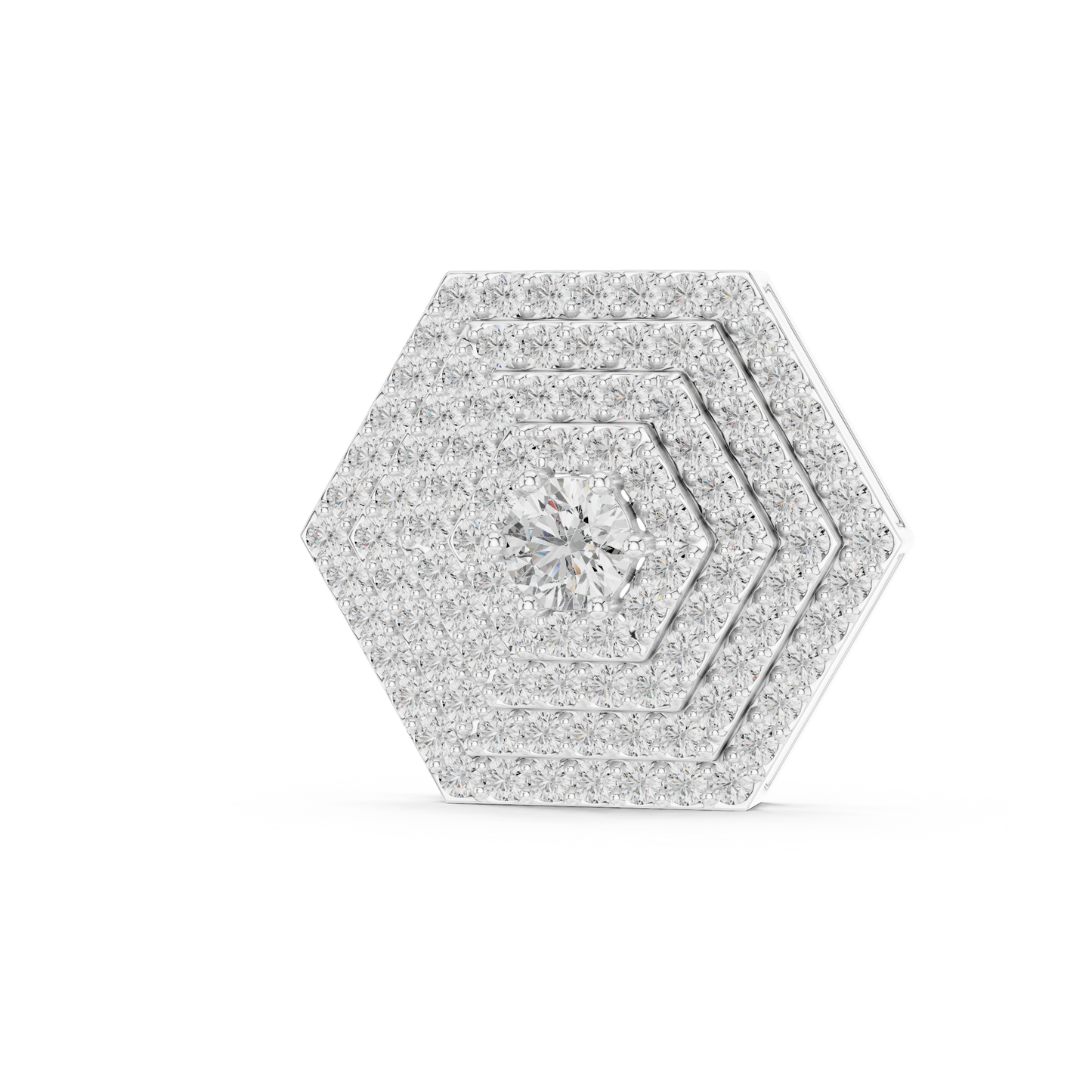 14KT Gold Hexagon Carpet Lab Grown Diamond Pendant – 0.60 CTW