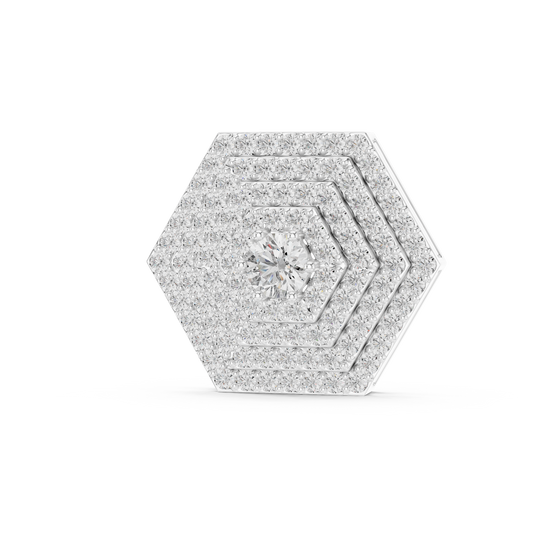 14KT Gold Hexagon Carpet Lab Grown Diamond Pendant – 0.60 CTW