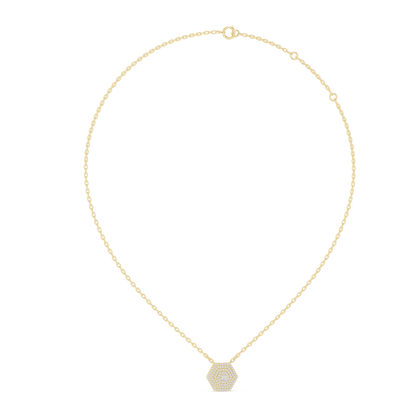 14KT Gold Hexagon Carpet Lab Grown Diamond Pendant – 0.60 CTW