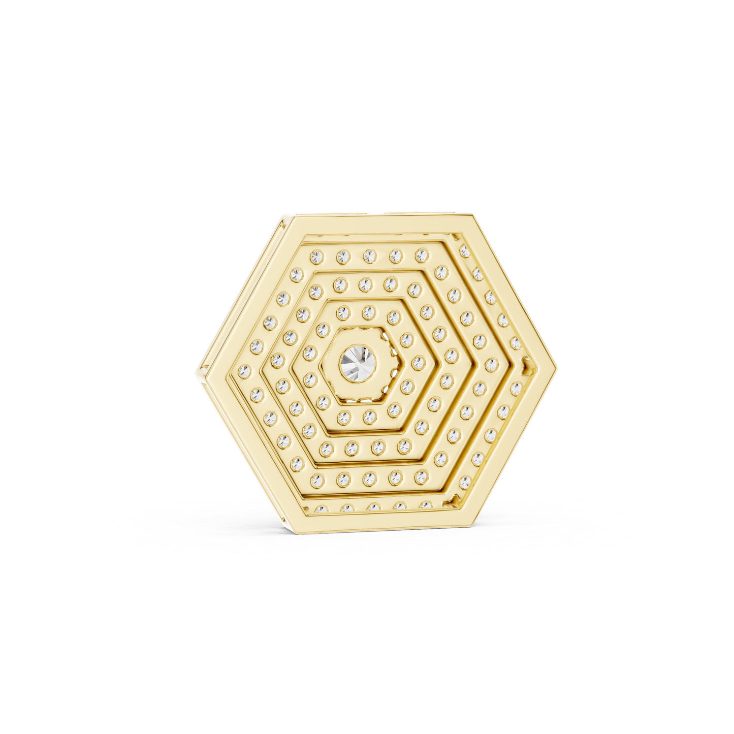 14KT Gold Hexagon Carpet Lab Grown Diamond Pendant – 0.60 CTW