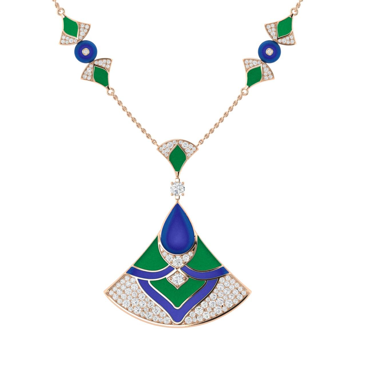 2.35ct Lab Grown Diamond & Enamel Necklace – 23.56gm 14kt Gold