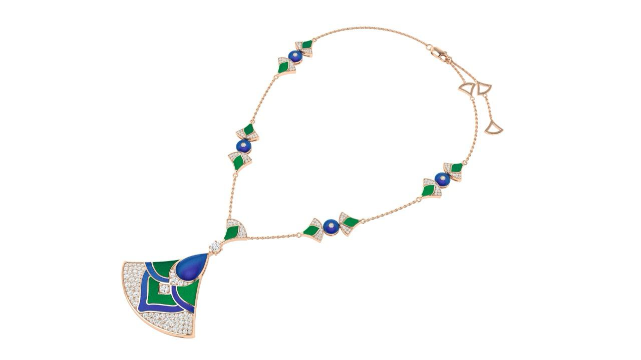 2.35ct Lab Grown Diamond & Enamel Necklace – 23.56gm 14kt Gold