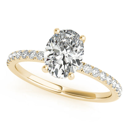 4CT Oval Center | F Color VS1 | 14K Gold Hidden Halo Lab-Grown Diamond Engagement Ring